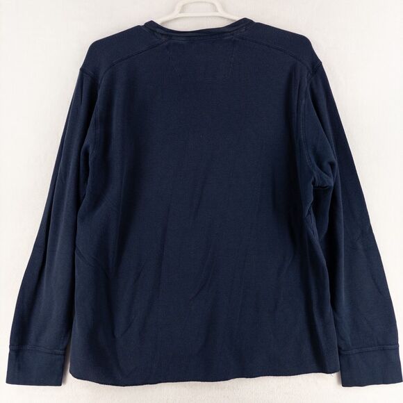 Timberland graphic Print Waffle Knit Thermal Long Sleeve Shirt Blue Men Size XL - Picture 7 of 8